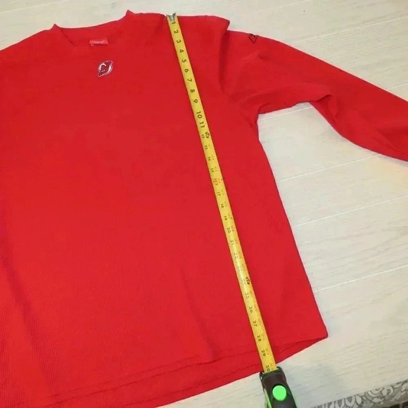 Reebok Face Off Collection New Jersy Devils Long Sleeve Waffle Knit Shirt Size L - Picture 3 of 9